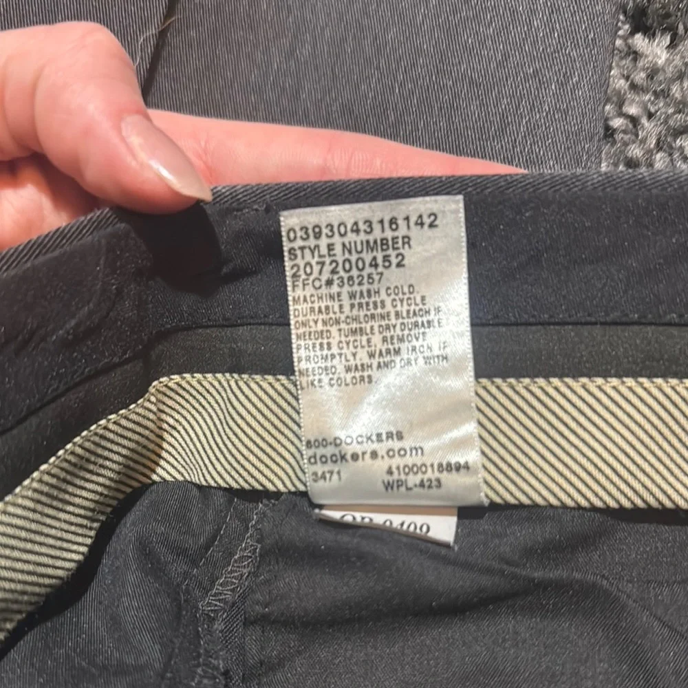 Dark Gray Men’s Relaxed Fit Flat Front Dress Pants with Belt Loops by Dockers - Picture 8 of 10